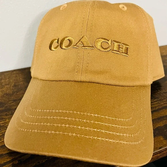 Coach Tan Embroidered Adjustable Baseball Hat NWT - Picture 2 of 3